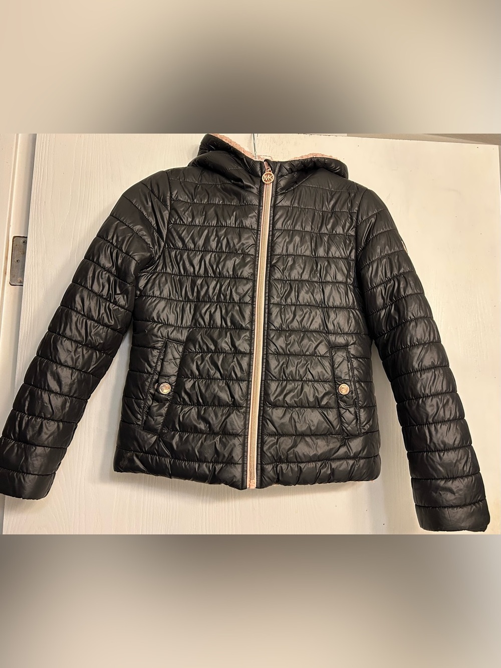 MICHAEL Michael Kors Quilted Cozy Hooded Girls Puffer Jacket Sherpa Size 10/12.